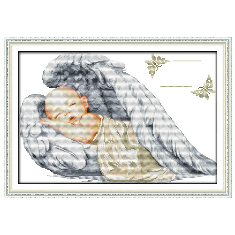 Little Angel Birth Certificate Cross Stitch Embroidery Needlework Sets 11/14/18/16/22/25/28ct Home Decor