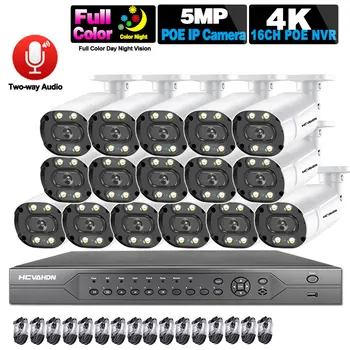 

H.265+ 4K 8CH POE NVR Kit 16CH 5mp CCTV Security Camera System Outdoor Two-way Audio POE IP Bullet Camera Video Surveillance Set
