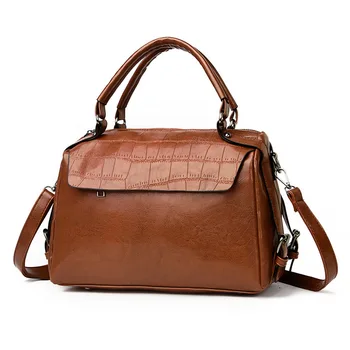 

Women Oil Wax Leather Designer Handbags High Quality Crocodile Shoulder Bags Ladies Handbags Fashion Brand PU Leather Women Bags