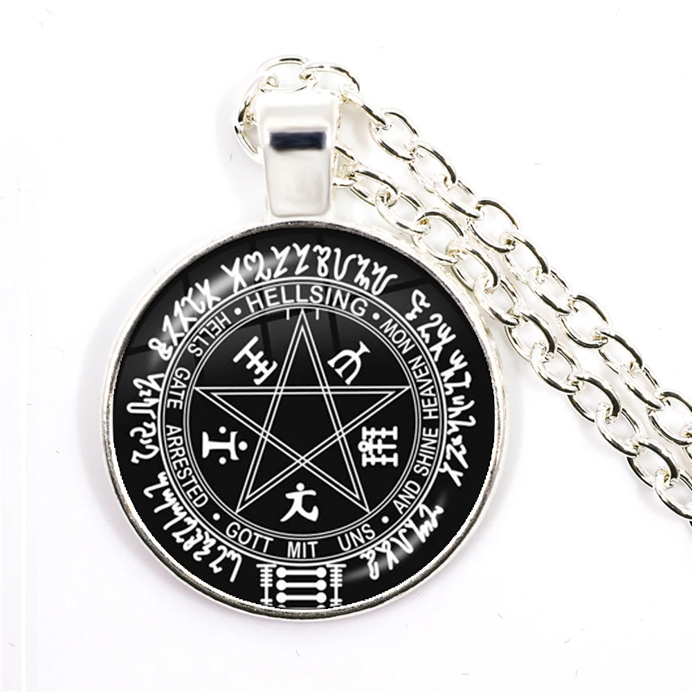 Hellsing Alucard Pentagram Pendant Necklace 25mm Glass Cabochon Statement Jewelry For Women Girls Gift | Украшения и аксессуары