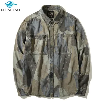 

Men American Retro Cargo Coat Male Lapel Unique Military Uniform Cotton Casual Camouflage Print Long Sleeve Vintage Trend Jacket