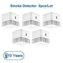 CPVan 5 шт./лот, мини-пожарный детектор, Беспроводной детектор дыма EN14604, сертифицированный CE, 85 дБ, Громкая сигнализация, датчик дыма, фотоэлектрический датчик