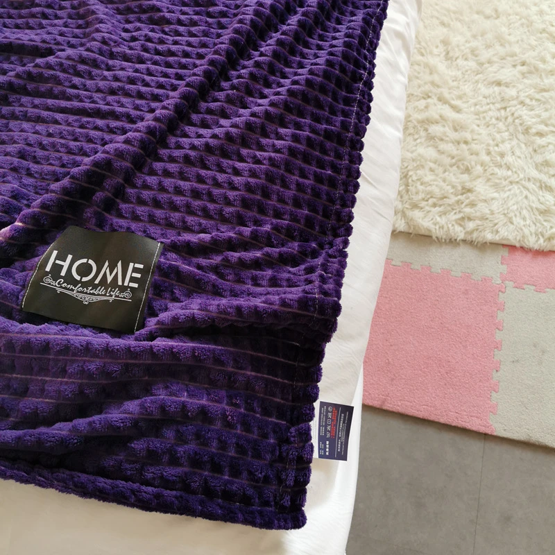 Портативное теплое однотонное фиолетовое Клетчатое одеяло с принтом, Флисовое одеяло в форме бриллианта, одеяло для дивана, кровати, одеяло для дома в отеле, самолета