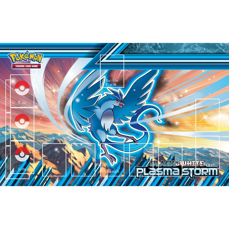 

Pokemon Animal Monsters Mat Trading Card Game Playmat PTCG Large Board Gamer Mouse Pad Articuno Bird Plasma Storm