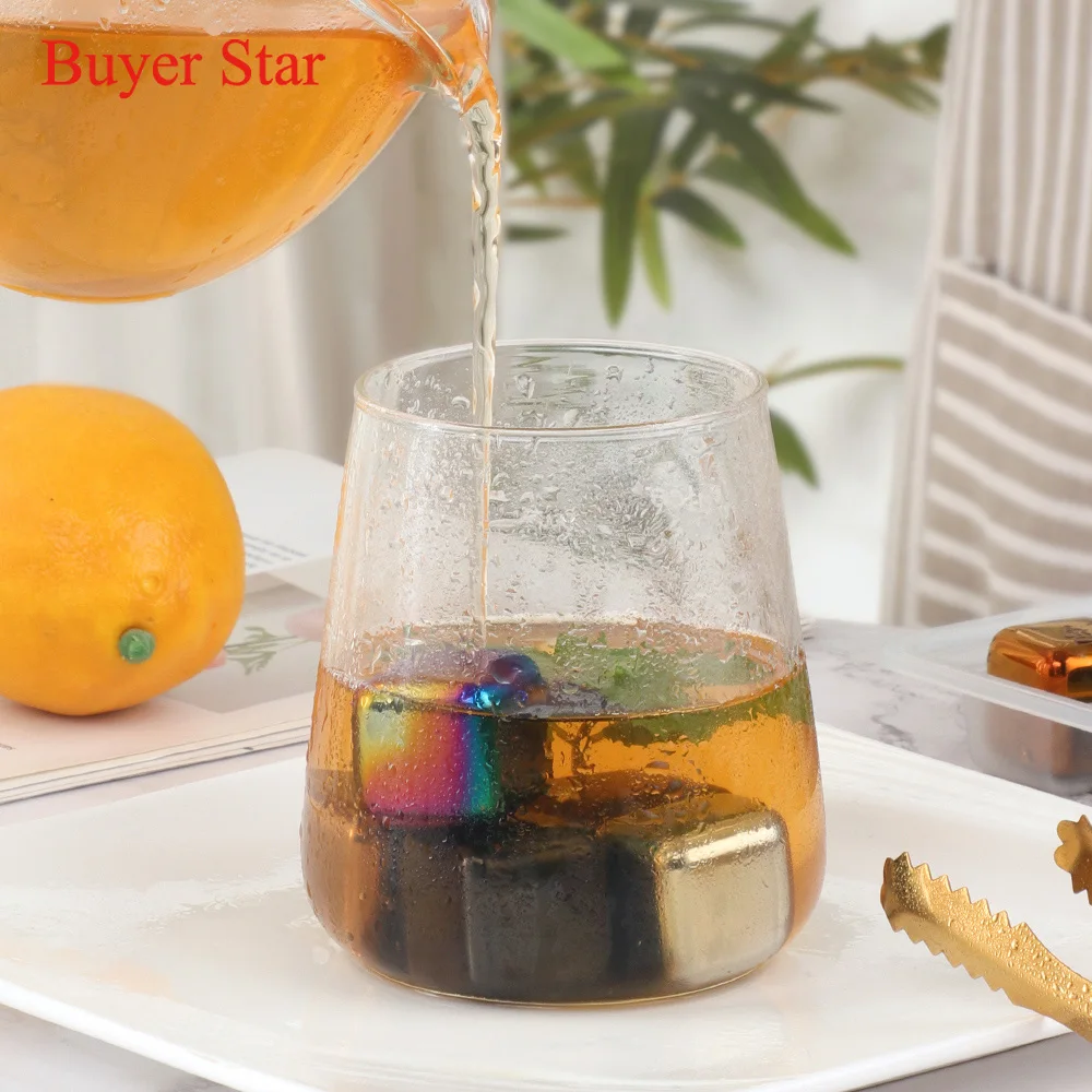 4/6/8PCS Reusable Whisky Stones Ice Cubes Set Food Grade Stainless Steel Wine Cooling Cube Chilling Rock Party Bar Tool Gift