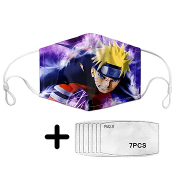 

Safety Face Mask Naruto Print Women Men Kid Protective Shield Mask With 7pcs PM2.5 Filter Paper Anti Dust Spitting Face Shield