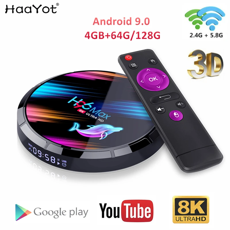 HAAYOT H96 Max X3 4 Гб 64 128 8K Amlogic S905X3 Smart tv BOX Android 9 0 двойной Wifi 1080P 4K Youtube ТВ приставка ram