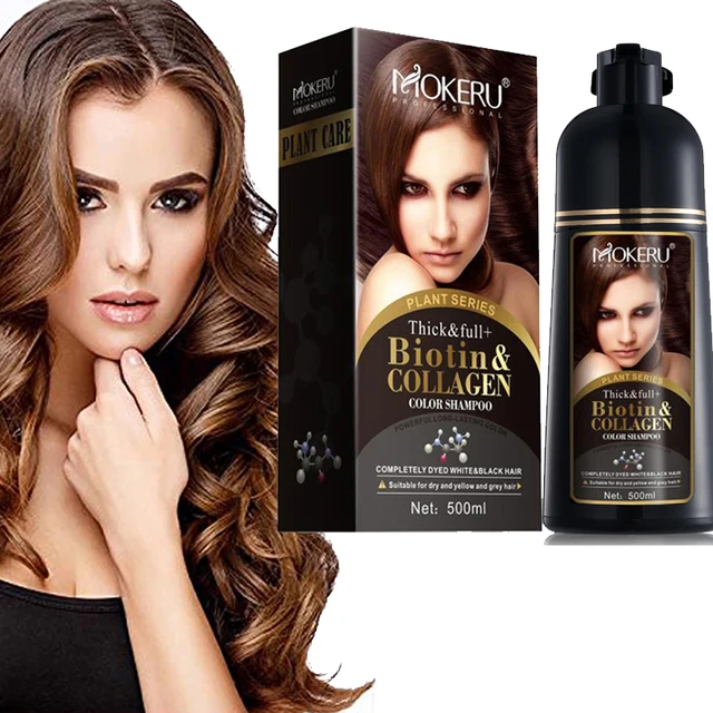 500ml Long Lasting Hair Dye Natural Permanent Organic Color Dying Biotin  Collagen Black Hair Dye Shampoo _ - AliExpress Mobile