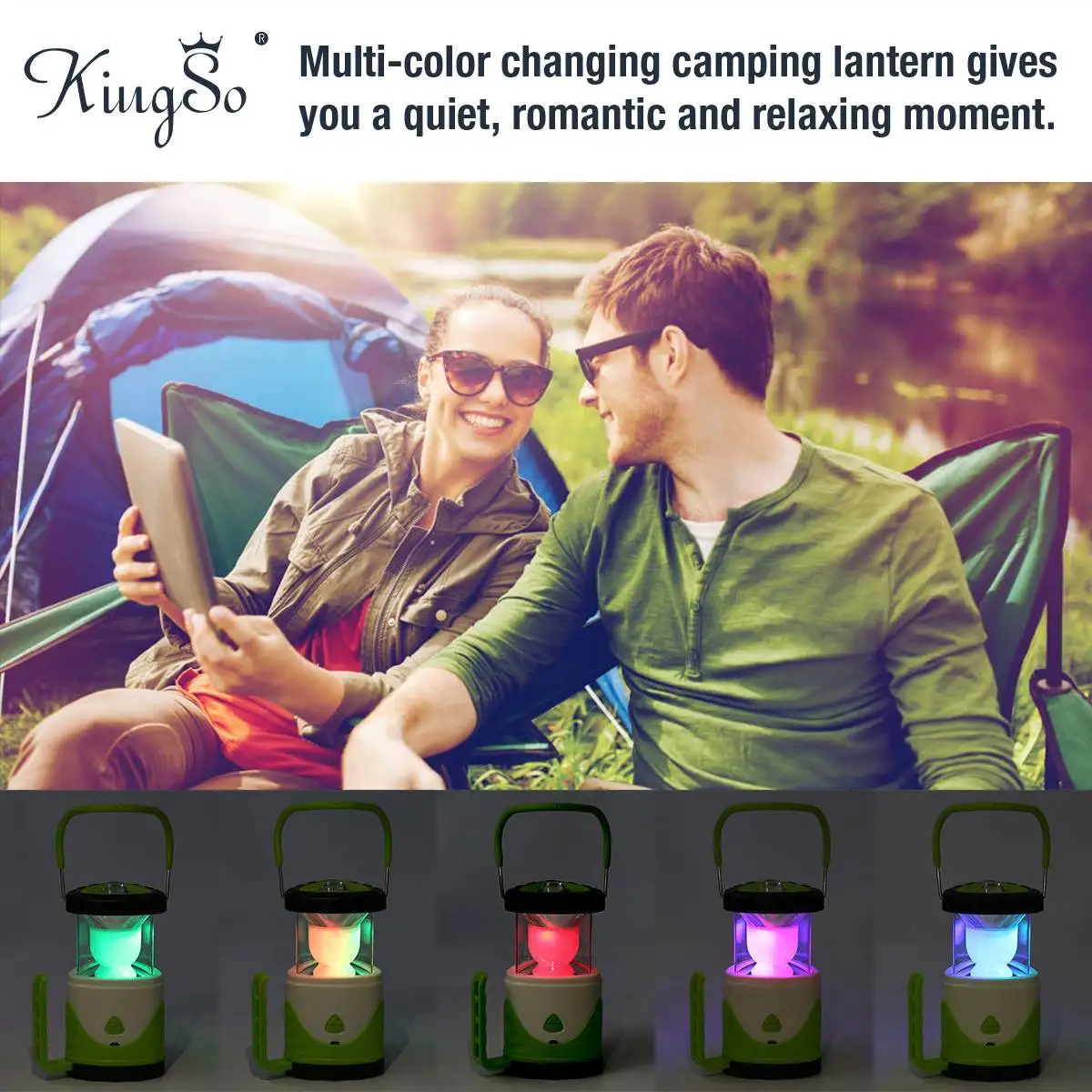 Portable USB Rechargeable Collapsible LED Camping Lanterns Flashlight /Ambient Light /Rescue Light 7 Colorful Changing Light