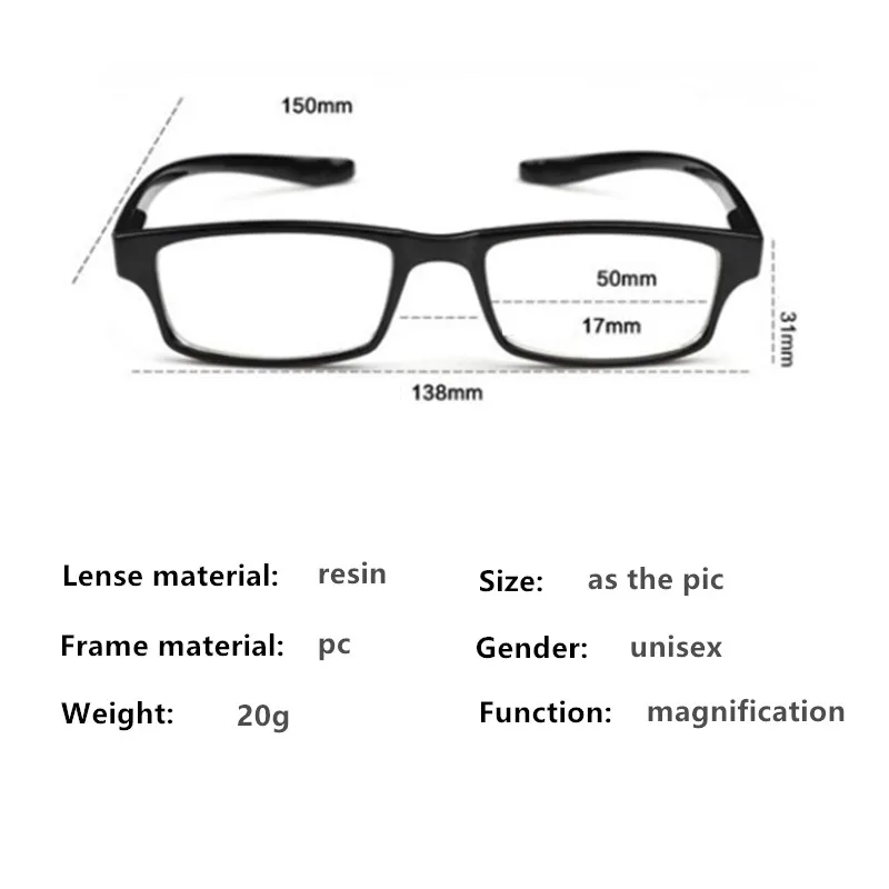 Men Women Resin Reading Glasses Hanging Neck Cheap Square Magnifying Presbyopic Glasses Eyeweaer Diopter+100 To+400 Black Tan