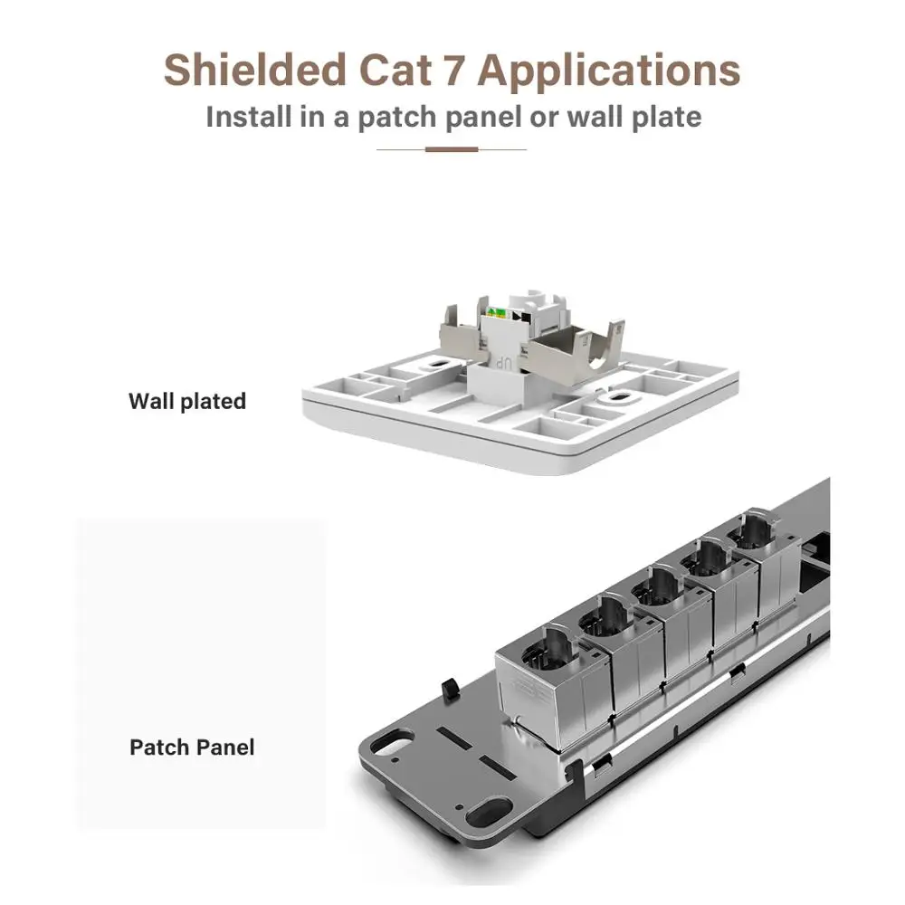 AMPCOM 12-Pack RJ45 Экранированный Cat6A Keystone Jack, цинковый сплав RJ45 муфта без инструментов AMPCOM 12-Pack RJ45 Экранированный Cat6A Keystone Jack, цинковый сплав RJ45 муфта без инструментов