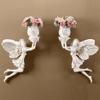Style 5 luxury vases hang on the wall for the home Flower fairies decoration hall bedroom background wall decoration handmade resin - Цвет: Style 5