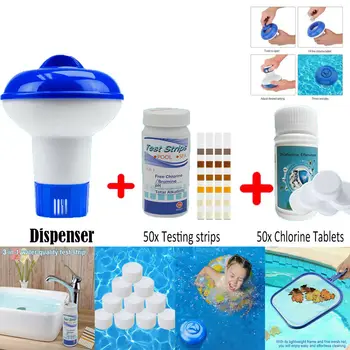 

Swimming Pool Hot Tub Cleaning Tablet Chlorine Chemical Dispenser Testing Strips Pool Cleaning Effervescent Chlorine Tablets Ca