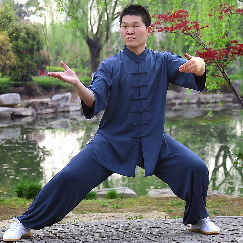 Teng Xufei Yang Tai chi одежда из хлопка с короткими рукавами Летняя мужская и женская для