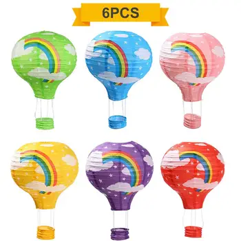 

6Pcs/set Hot Air Balloon Paper Lanterns For Wedding Birthday Decoration Engagement Christmas Party Decoration Rainbow