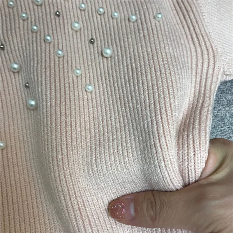 Роскошный дизайнерский брендовый вязаный свитер для женщин Causel с круглым вырезом ручное Бисероплетение с рукавами-фонариками свободные трикотажные пуловеры