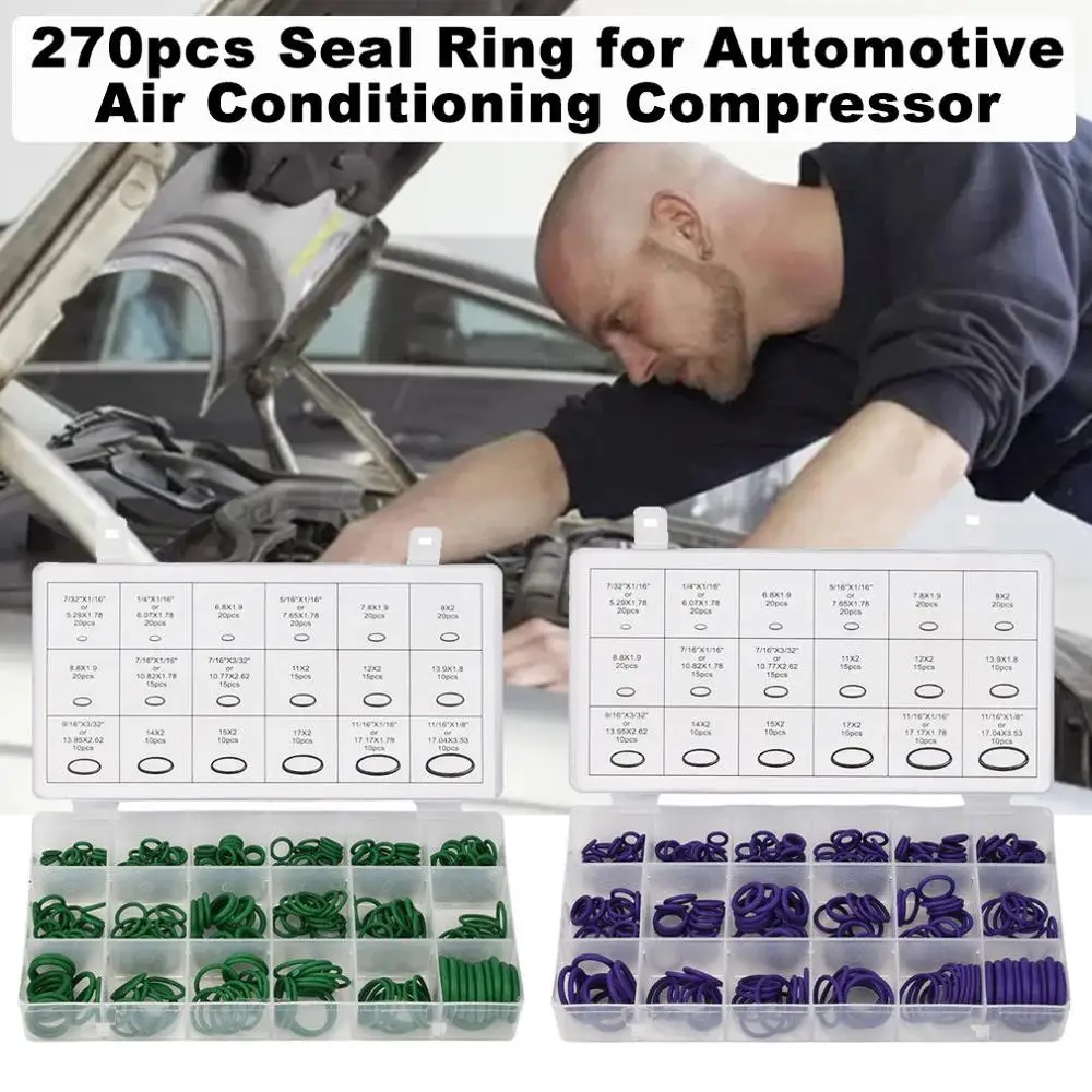 270PCS A//C System O-Ring Sealable Assortment Kit Tools Fit Car Air Conditioning