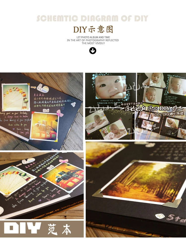 Классический цветок с вьющимся стеблем ретро DIY фотоальбом ручной работы Ностальгический стиль творческой пасты Тип альбома тонкий альбом для фотографий 10 дюймов Автограф