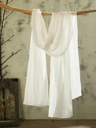 Natural Linen Scarf for Ladies White Long Flax Shawl Plain Color Spring Autumn Wrap High Quality Women Winter Fashion Scarves