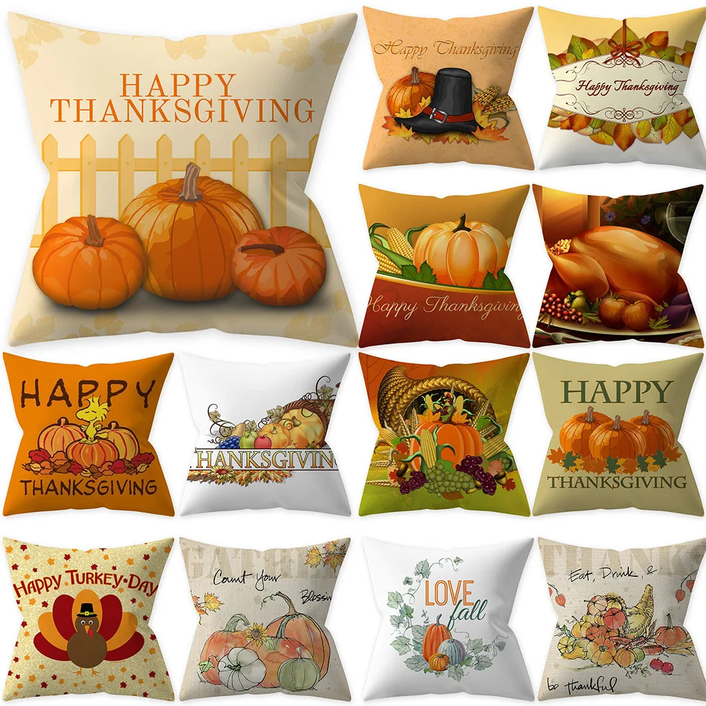 

Decorative Pillows Thanksgivin Pumpkin Throw Pillow Cover Pillowcases Decorative Sofa Cushion Cover Cojines Decorativos Para Sof