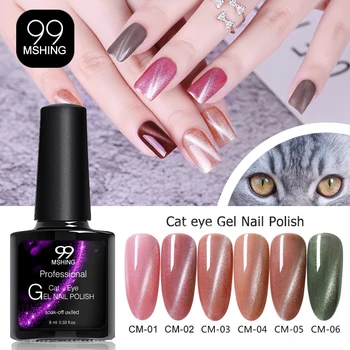 

MSHING99 6pcs Clear Pink Color Cat Eye Gel Nail Polish Nails art Varnish Lacquer semi permanant uv led soak off nail polishes