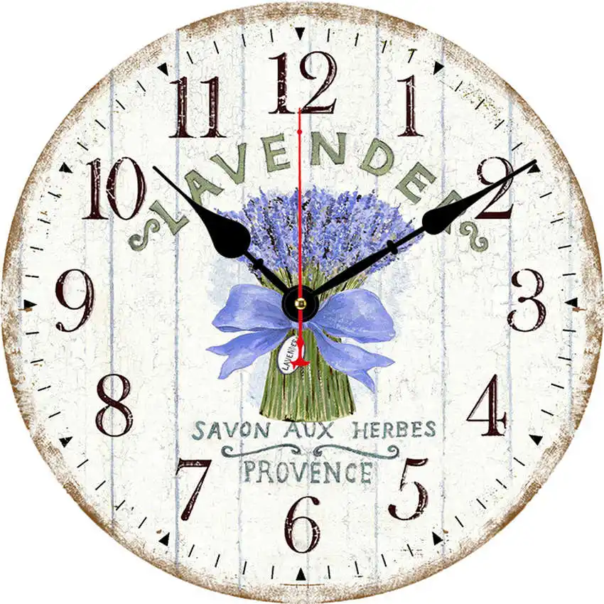 LAVENDER KITCHEN CLOCK SHABBY CHIC ANTIQUE LOOK WALL CLOCK 