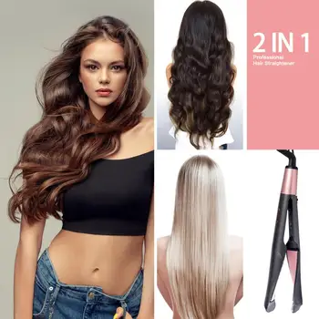 

Professional Hair Straightener Curling Iron 2 in 1 Tourmaline Ceramic Twisted Flat Iron LCD Display Adjustable Temperature