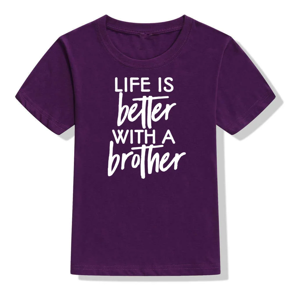 51P9-KSTPP- Забавная детская футболка с надписью «Life Is Better with A Brother» летние футболки с надписью «Friends Brothers Cousins» модные детские футболки с короткими рукавами - Цвет: 51P9-KSTPP-