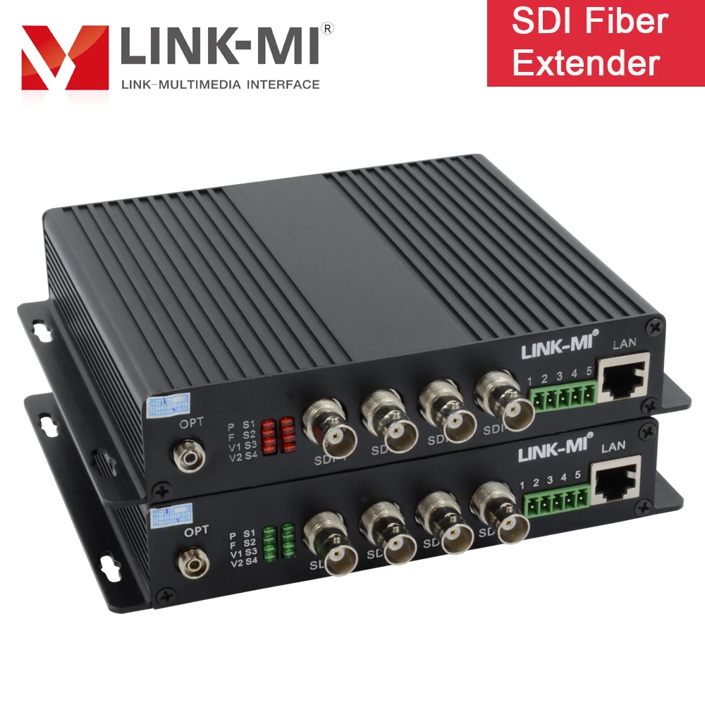 LINK-MI 20km 4CHs HD-SDI Extender with Audio RS232 RS485 Ethernet 4 Port SDI Fiber Optic to Converter | Электроника