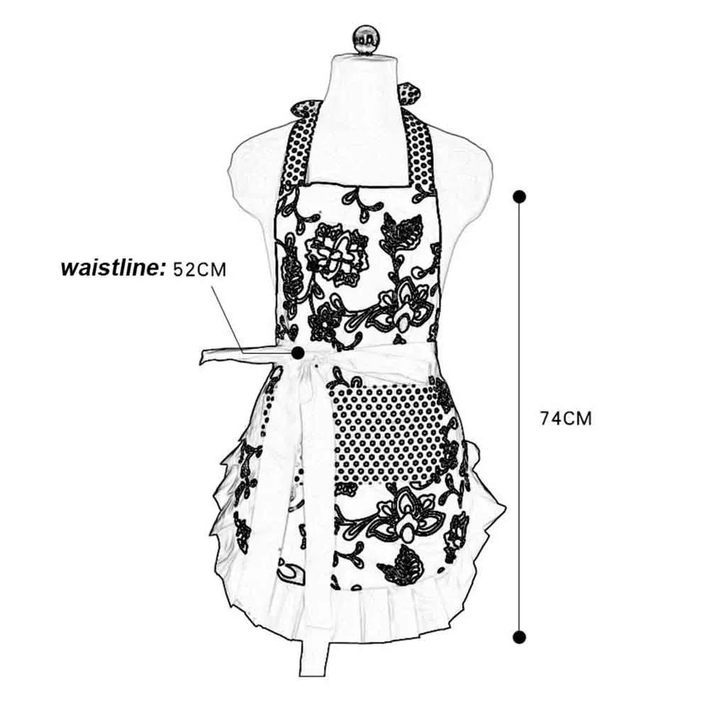 Для дома с карманом Модный цветочный принт для ресторана Защитная хлопковая смесь гофрированный подол нагрудник шеф-повара Водонепроницаемый Кухонный Фартук для выпечки