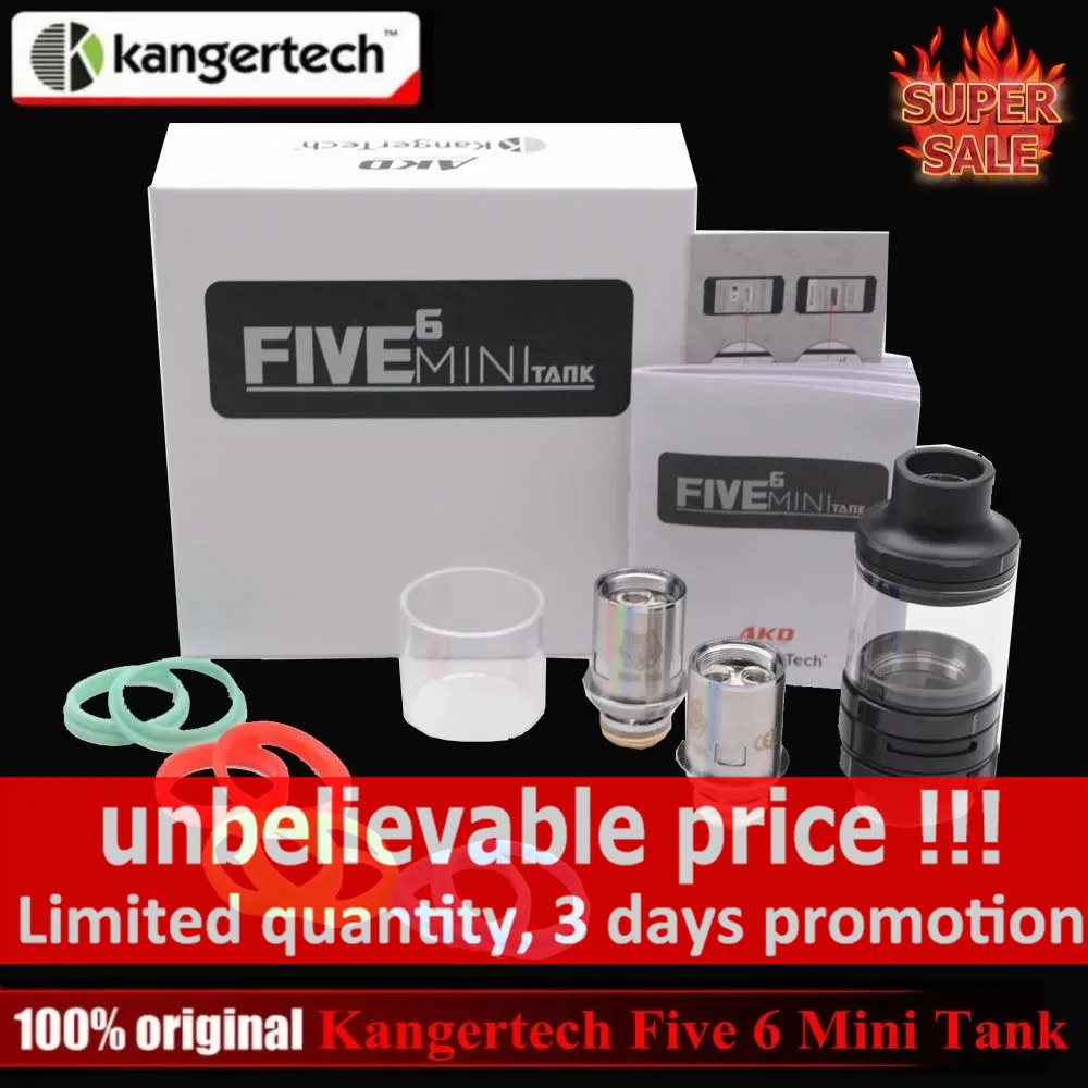 100% Оригинальный мини-бак KangerTech Five 6 с 0 Ом катушка Tiger и уплотнительные кольца