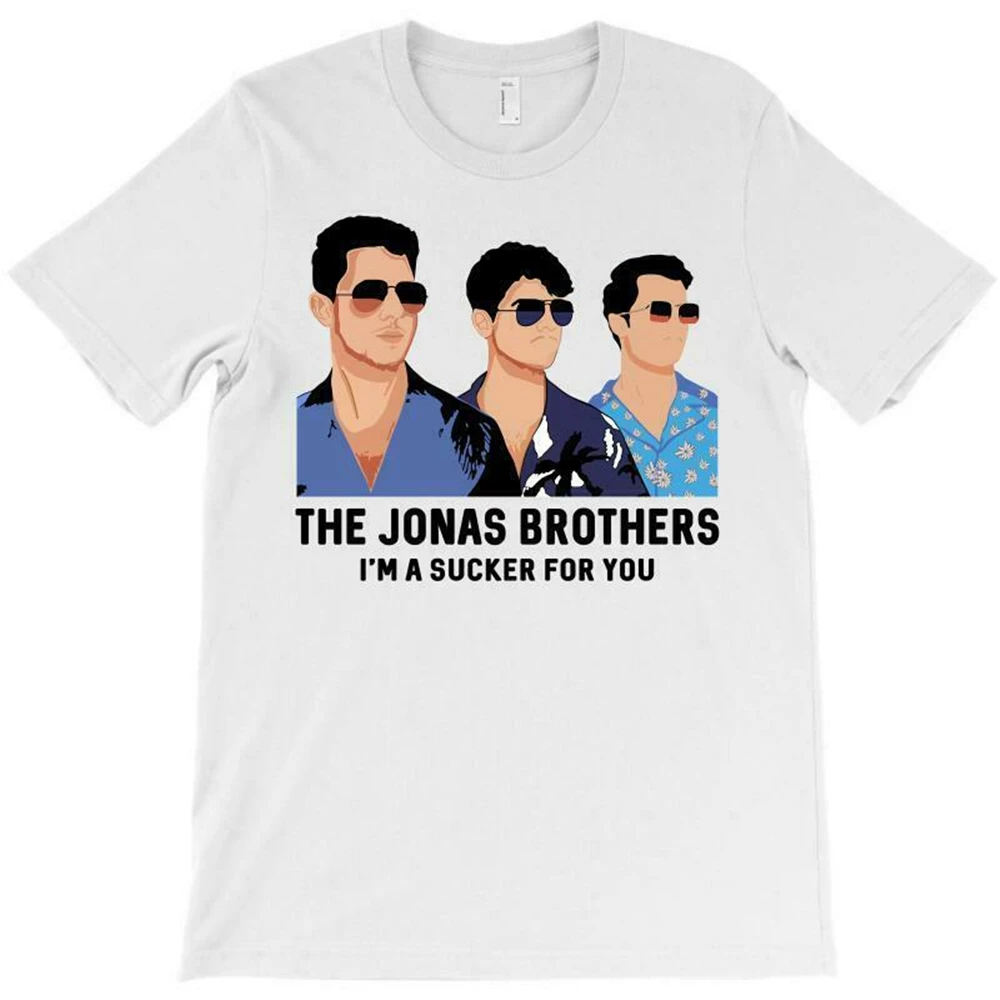 Летняя футболка Jonas Brothers I'M A Sucker For You белая Повседневная | Мужская одежда