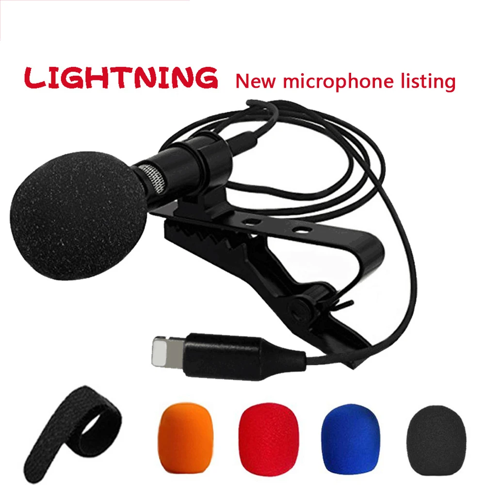 Lightni мини портативный микрофон конденсаторный клип на лацкане петличный микрофон проводной/микрофон для IPhone X 8 7 микрофон