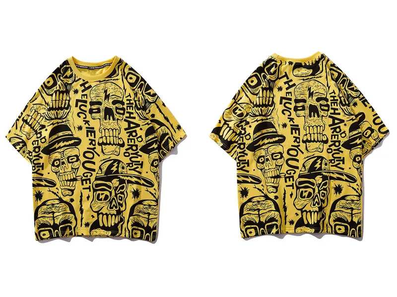 Skull Graffiti Print Tshirts 1