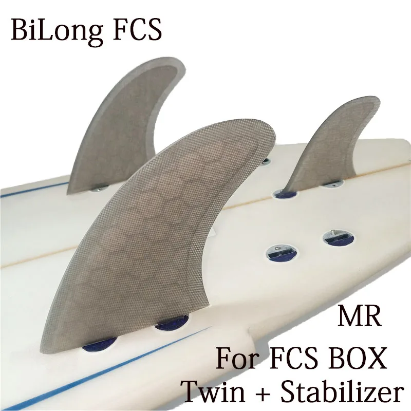 BiLong FCS II Twin+ Stabilizer Tri Fin Set- Black Surfboard Fins for fcs2 box 3pcs set Construction Performance Core