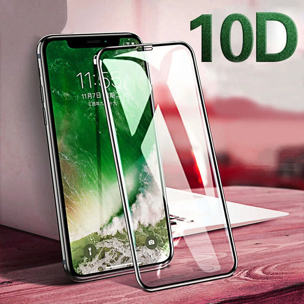 Ударопрочное защитное закаленное стекло 10D для iPhone Xs/Xs Max/XR/X/6S/7 Plus/8|Защита экрана| |