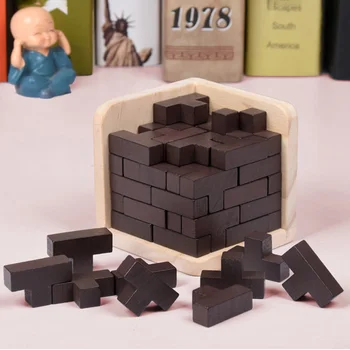 

Wooden Educational Toy Kongming Lock Luban Lock Magic Bean Tetris 54 T Combinations Blocks Toys For Childrens