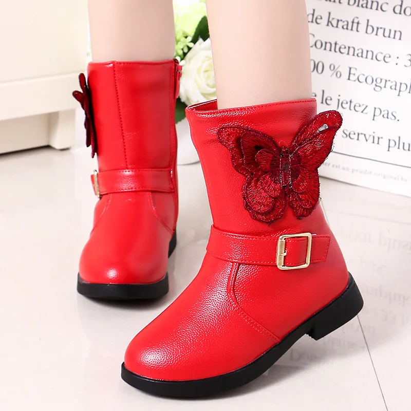 

Girls' Boots 2019 Autumn And Winter Short Boots New Style CHILDREN'S Leather Boots plus Velvet in Hose Princess Winter Boots GIR