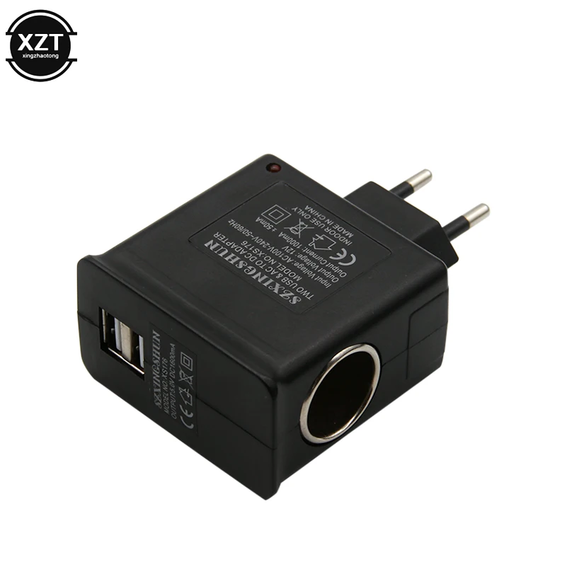 1000MA двойной USB автомобильный прикуриватель 220 В до 12 В AC/DC настенный адаптер разъема конвертер ЕС вилка