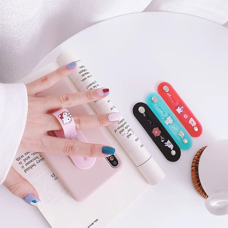 

Cute Cartoon Bear hand band finger grip mobile phone holder stand push pull universal phone holder for iphone huawei
