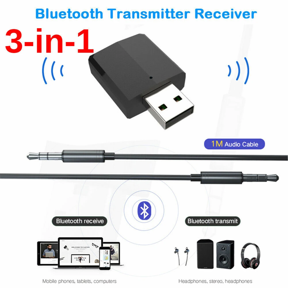 Bluetooth 5,0 адаптер 3 в 1 USB Bluetooth беспроводной адаптеры передатчик ТВ приемник для ПК автомобильный комплект с кнопкой переключения