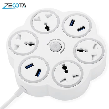 

Multi Power Strip 4 AC Outlets Universal Electrical Extension Socket with USB 1.8m Cable Indoor Surge Protector Charging Adapter