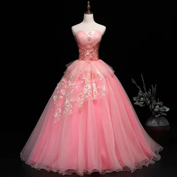 

Vestidos Gown 2020 New Elegant Strapless Party Prom Ball Gown Sweet Floral Print Quinceanera Dress Plus Size