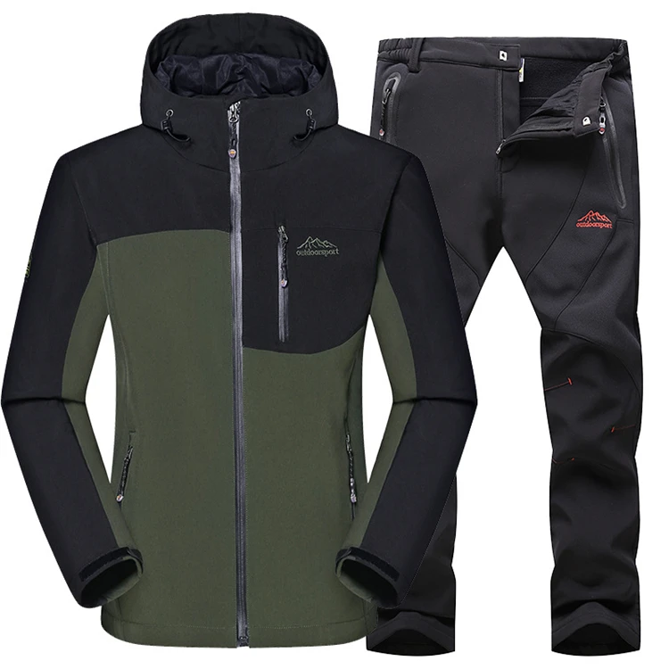 Mountainskin, мужские флисовые походные комплекты, уличная спортивная теплая куртка и брюки, костюм с капюшоном, тройное пальто, треккинг, Мужские штаны, VA490