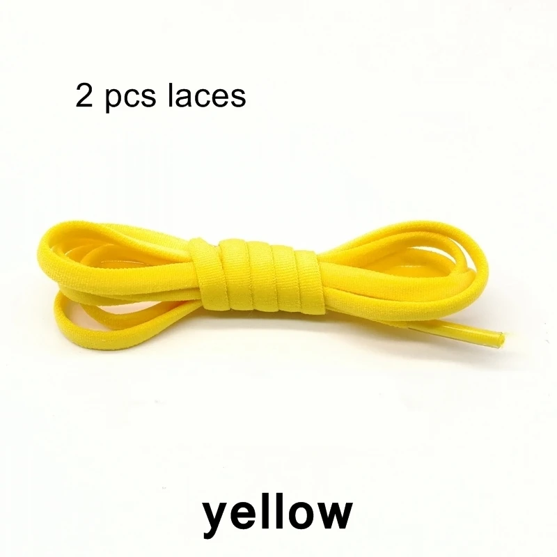 Yellow 1 1 пара эластичных шнурки без завязок, с запирающимися круглыми шнурками, для детей и взрослых, для женщин и мужчин, 100 см, полукруглые шнурки - Цвет: Yellow 1