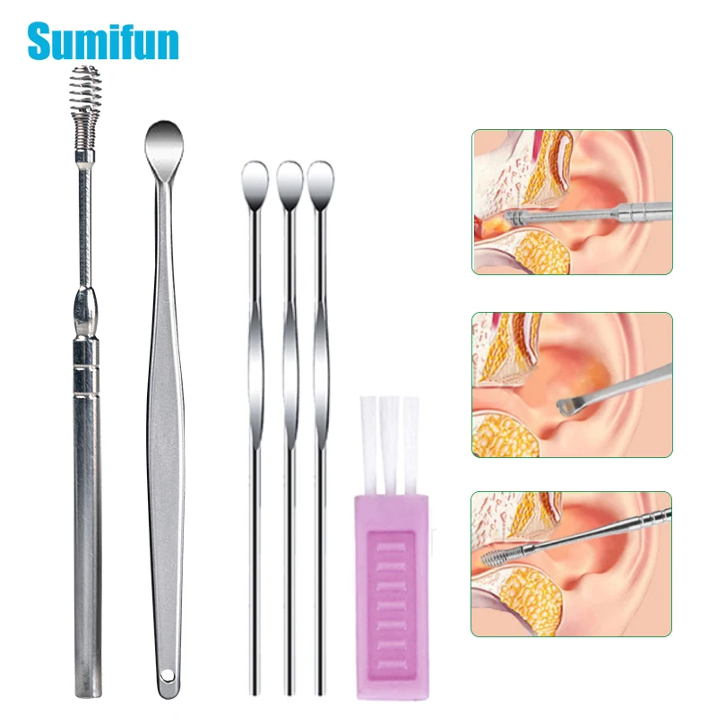 

6Pcs/set Ear Wax Pickers Stainless Steel Earpick Wax Remover Curette Ear Pick Cleaner Ear Cleaner Spoon Care Ear Clean Tool
