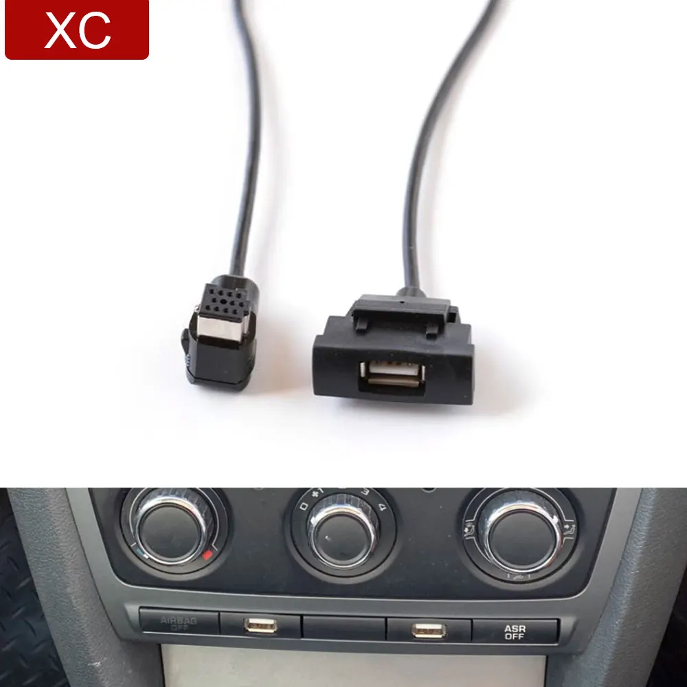 Car CD Radio Extend USB 12Pin L Plug Interface Audio In Cable Adapter for Skoda Octavia Fabia RCD510 RNS315 Panle | Автомобили и