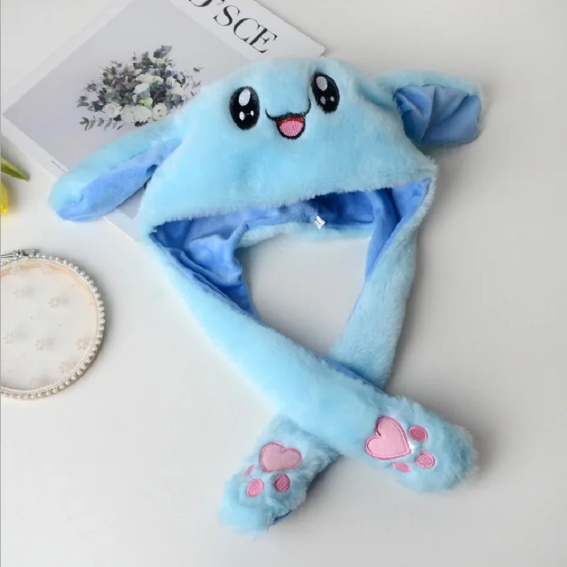 C free ship Fashion Moving Hat Rabbit Ears Plush Sweet Cute Airbag Cap 18 color can be choose Polyester - Цвет: C