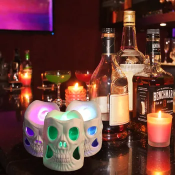 

3D Skeleton Skull Candle Lights Halloween Decor Supplies Party Bar Props CLH@8