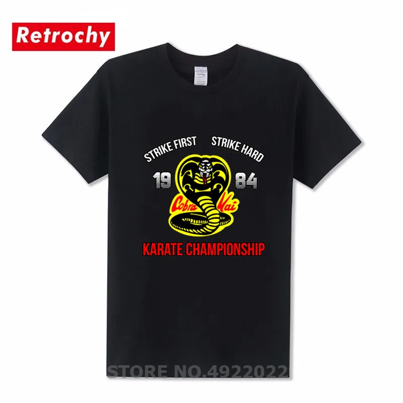 Винтажная Футболка Cobra Kai креативный дизайн мужские жесткие футболки Strike First